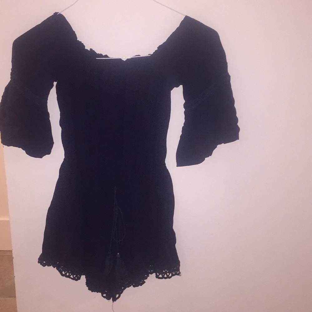 Off the shoulder blue romper